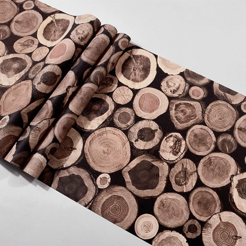 Brown 3D Faux Wood Wallpaper 31 ft. x 20.5 in Vinyl Stain-Resistant Wall Decor Clearhalo 'Country wall decor' 'Rustic' 'Wallpaper' Wall Decor' 887257