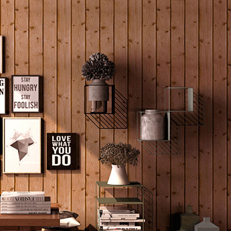 Neutral Color Vertical Wooden Wallpaper Stripe Non-Pasted Wall Decor, 33 ft. x 20.5 in Red Brown Clearhalo 'Country wall decor' 'Rustic' 'Wallpaper' Wall Decor' 887264