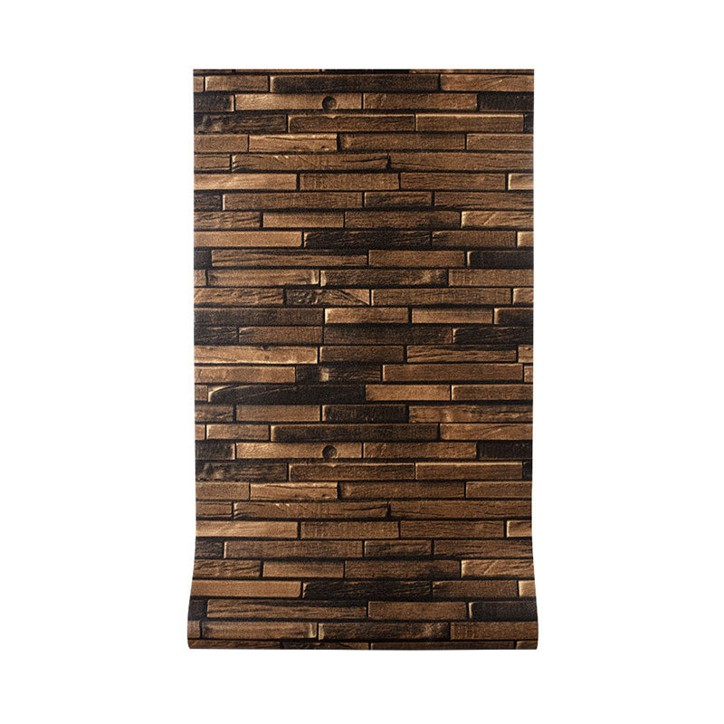 Horizontal Wooden Texture Non-Pasted Wallpaper, 57.1 sq ft.. Dark Brown Clearhalo 'Country wall decor' 'Rustic' 'Wallpaper' Wall Decor' 887269