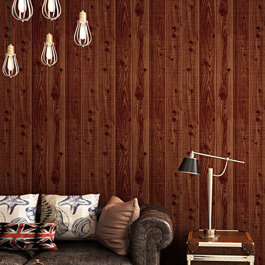 Plaster Retro Wood Surface Wallpaper 20.5 in x 31 ft Simple Non-Pasted Wall Decor Dark Coffee Clearhalo 'Country wall decor' 'Rustic' 'Wallpaper' Wall Decor' 887294