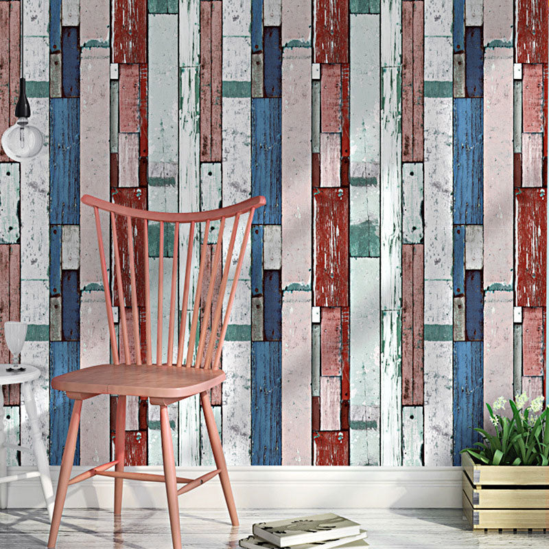 Multi-Colored Faux Wood Wallpaper PVC Decorative Wall Covering, 20.5 in x 31 ft Clearhalo 'Country wall decor' 'Rustic' 'Wallpaper' Wall Decor' 887299
