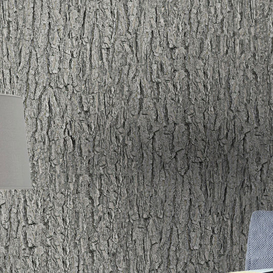 Dark Color Bark Wallpaper 33'L x 20.5"W Vinyl Stain-Resistant Stem Wall Decor Clearhalo 'Country wall decor' 'Rustic' 'Wallpaper' Wall Decor' 887326