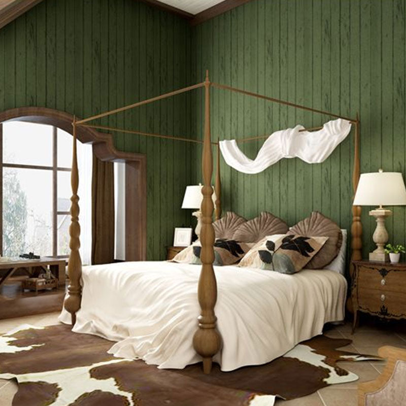 Elegant Vertical Wood Wallpaper Stain-Resistant Non-Pasted Wall Covering 20.5"W x 33'L Green Clearhalo 'Country wall decor' 'Rustic' 'Wallpaper' Wall Decor' 887349