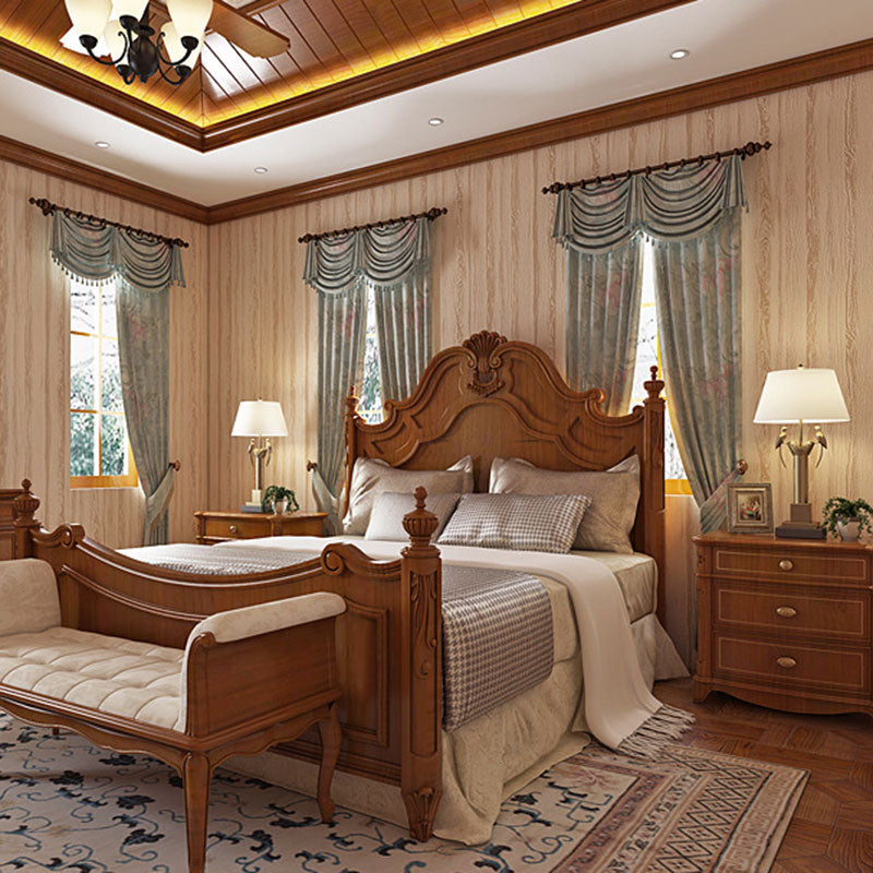 Bedroom Wallpaper with Wooden Texture in Brown and Beige , 20.5"W x 33'L, Non-Pasted Khaki Clearhalo 'Country wall decor' 'Rustic' 'Wallpaper' Wall Decor' 887358