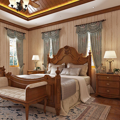 Bedroom Wallpaper with Wooden Texture in Brown and Beige , 20.5"W x 33'L, Non-Pasted Khaki Clearhalo 'Country wall decor' 'Rustic' 'Wallpaper' Wall Decor' 887358