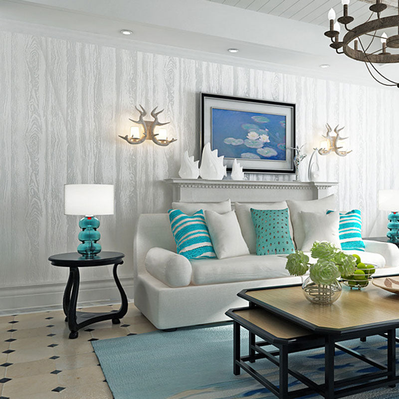 Bedroom Wallpaper with Wooden Texture in Brown and Beige , 20.5"W x 33'L, Non-Pasted White Clearhalo 'Country wall decor' 'Rustic' 'Wallpaper' Wall Decor' 887370