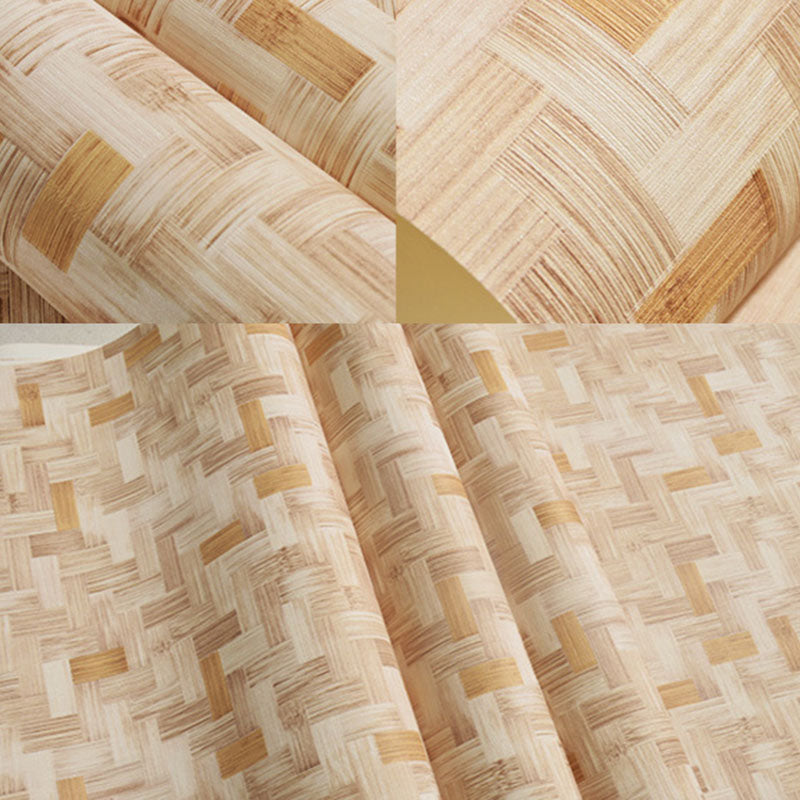 Nostalgic Bamboo Texture Wallpaper for Dress Shop and Hotel Non-Pasted 20.5"W x 33'L Wall Decor Zigzag Pattern Clearhalo 'Country wall decor' 'Rustic' 'Wallpaper' Wall Decor' 887376