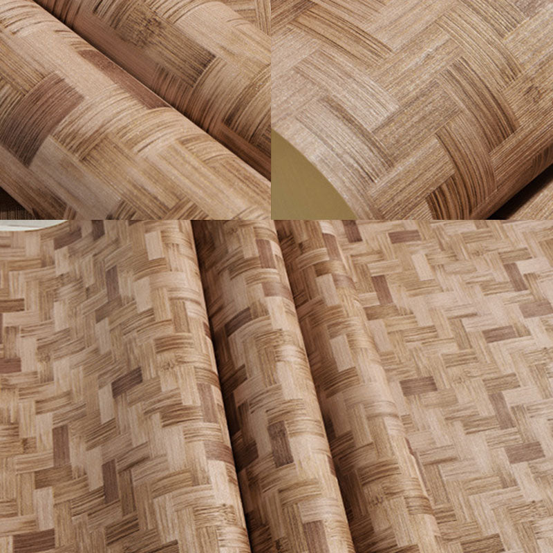 Nostalgic Bamboo Texture Wallpaper for Dress Shop and Hotel Non-Pasted 20.5"W x 33'L Wall Decor Zigzag Pattern Clearhalo 'Country wall decor' 'Rustic' 'Wallpaper' Wall Decor' 887379