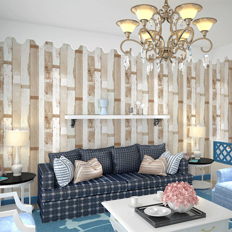 Vinyl 33' x 20.5" American Countryside Wallpaper Wood Effect Wall Decor Khaki Clearhalo 'Country wall decor' 'Rustic' 'Wallpaper' Wall Decor' 887396