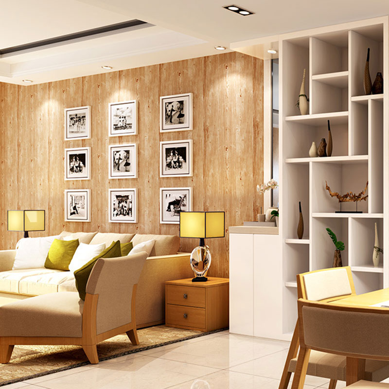 Plaster Wallpaper with Wooden Texture, Pastel Yellow, 33'L x 20.5"W Champagne Clearhalo 'Country wall decor' 'Rustic' 'Wallpaper' Wall Decor' 887399