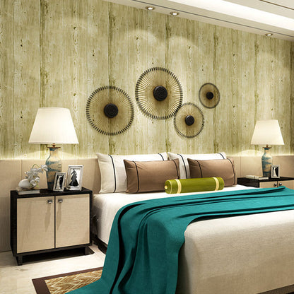 Plaster Wallpaper with Wooden Texture, Pastel Yellow, 33'L x 20.5"W Olive Green Clearhalo 'Country wall decor' 'Rustic' 'Wallpaper' Wall Decor' 887403