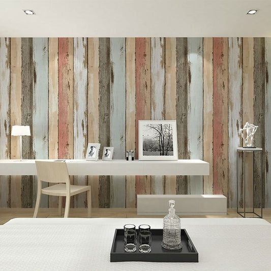 Retro Rustic Wood Wallpaper Non-Pasted Vinyl Wall Decor 33'L x 20.5"W Clearhalo 'Country wall decor' 'Rustic' 'Wallpaper' Wall Decor' 887407
