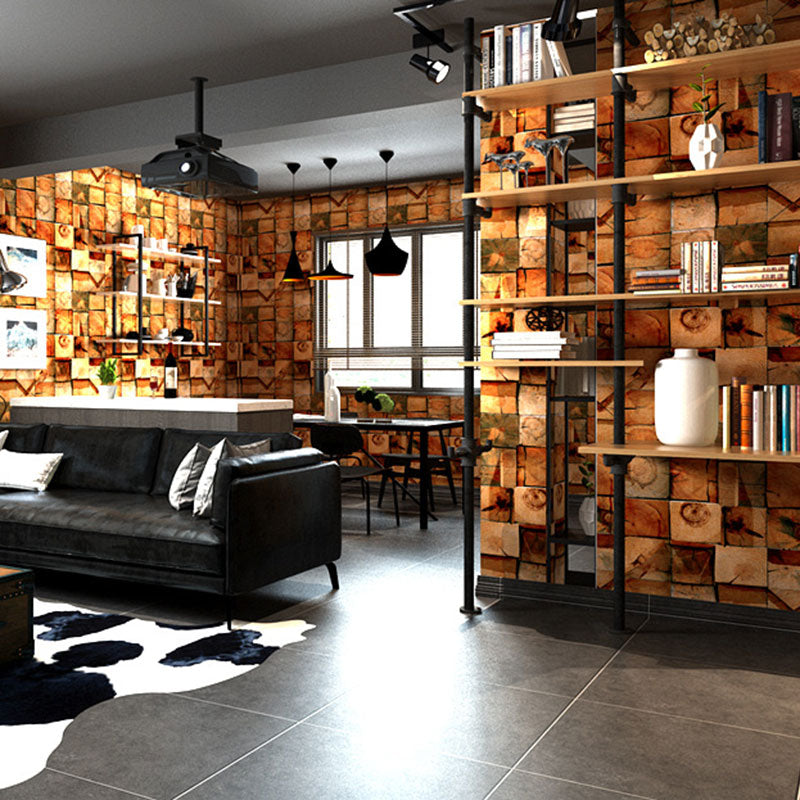 Plaster Faux Wood Effect Wallpaper in Pastel Yellow, Decorative Wall Covering 20.5" by 33' Red Brown Clearhalo 'Country wall decor' 'Rustic' 'Wallpaper' Wall Decor' 887411