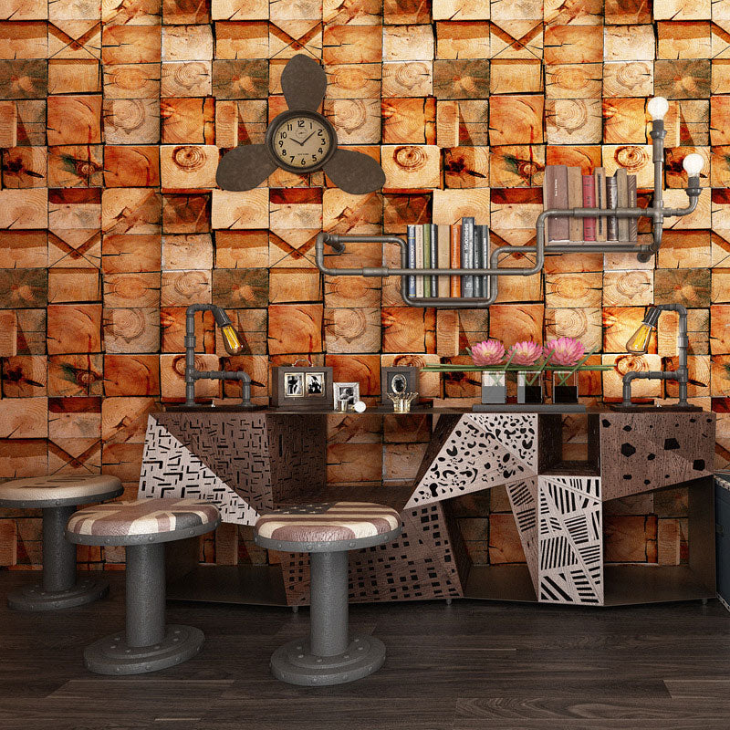 Plaster Faux Wood Effect Wallpaper in Pastel Yellow, Decorative Wall Covering 20.5" by 33' Clearhalo 'Country wall decor' 'Rustic' 'Wallpaper' Wall Decor' 887412