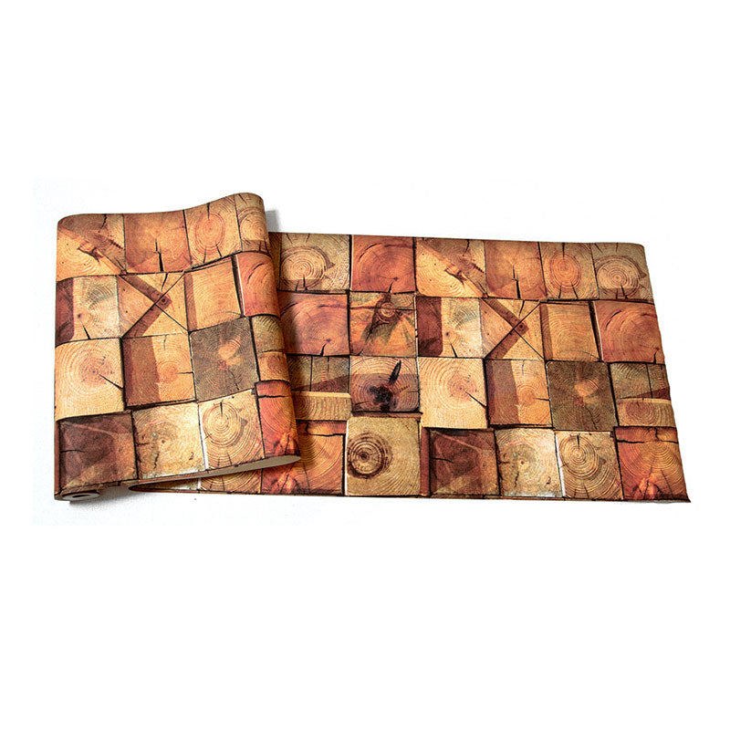 Plaster Faux Wood Effect Wallpaper in Pastel Yellow, Decorative Wall Covering 20.5" by 33' Clearhalo 'Country wall decor' 'Rustic' 'Wallpaper' Wall Decor' 887413