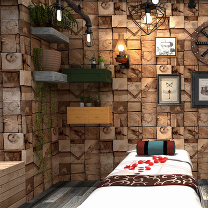 Plaster Faux Wood Effect Wallpaper in Pastel Yellow, Decorative Wall Covering 20.5" by 33' Wood Clearhalo 'Country wall decor' 'Rustic' 'Wallpaper' Wall Decor' 887415