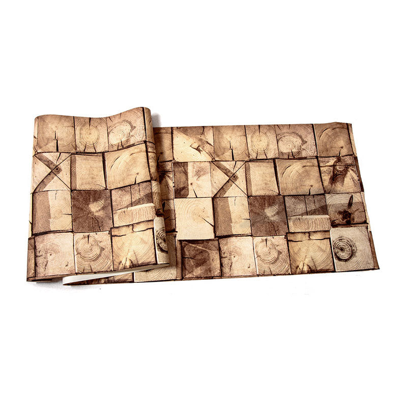 Plaster Faux Wood Effect Wallpaper in Pastel Yellow, Decorative Wall Covering 20.5" by 33' Clearhalo 'Country wall decor' 'Rustic' 'Wallpaper' Wall Decor' 887417