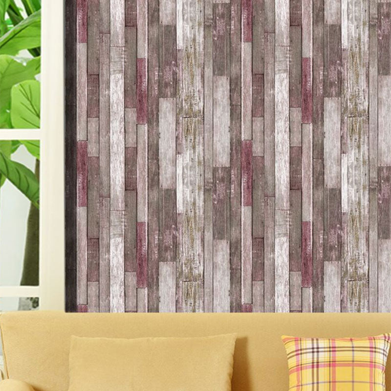 Faux Wood PVC Wallpaper in Rustic Color Waterproof Non-Pasted 3D Print Wall Decor Clearhalo 'Country wall decor' 'Rustic' 'Wallpaper' Wall Decor' 887427