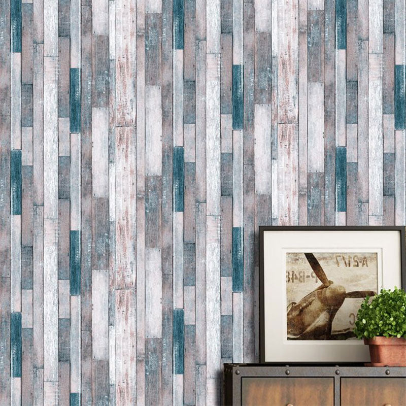 Faux Wood PVC Wallpaper in Rustic Color Waterproof Non-Pasted 3D Print Wall Decor Gray-Green Clearhalo 'Country wall decor' 'Rustic' 'Wallpaper' Wall Decor' 887430