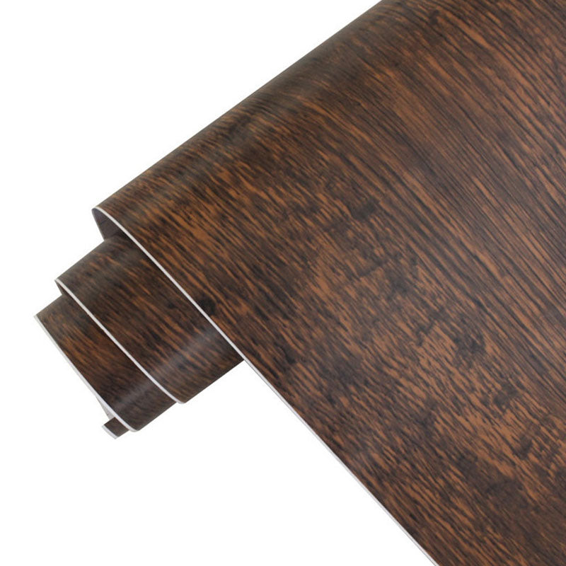 Dark Brown Wood Texture Wallpaper 14.5 sq ft. Plaster Stain-Resistant Distressed Wall Decor, Self-Adhesive Clearhalo 'Country wall decor' 'Rustic' 'Wallpaper' Wall Decor' 887475