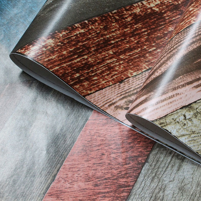 Vinyl Wallpaper with Wood of Chevron Design, Multi-Colored, 29.1 sq ft., Peel and Stick Clearhalo 'Country wall decor' 'Rustic' 'Wallpaper' Wall Decor' 887509