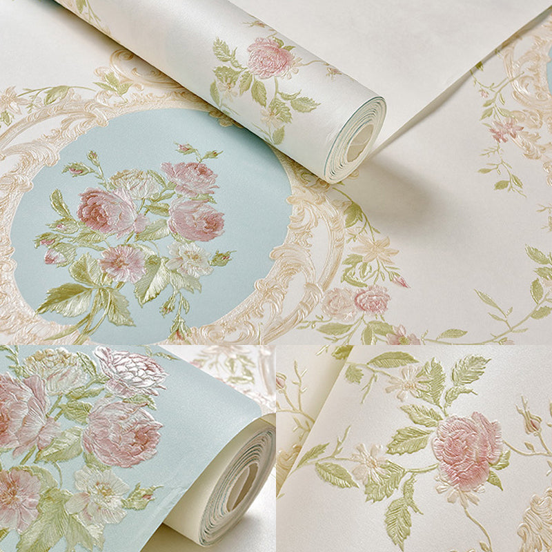 Bedroom and Dining Room Wallpaper with Light Color Mirror Floral Design, 20.5-inch x 31-foot, Non-Pasted Clearhalo 'Vintage wall decor' 'Vintage' 'Wallpaper' Wall Decor' 887587