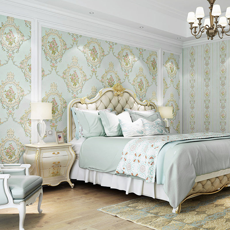 Bedroom and Dining Room Wallpaper with Light Color Mirror Floral Design, 20.5-inch x 31-foot, Non-Pasted Clearhalo 'Vintage wall decor' 'Vintage' 'Wallpaper' Wall Decor' 887594