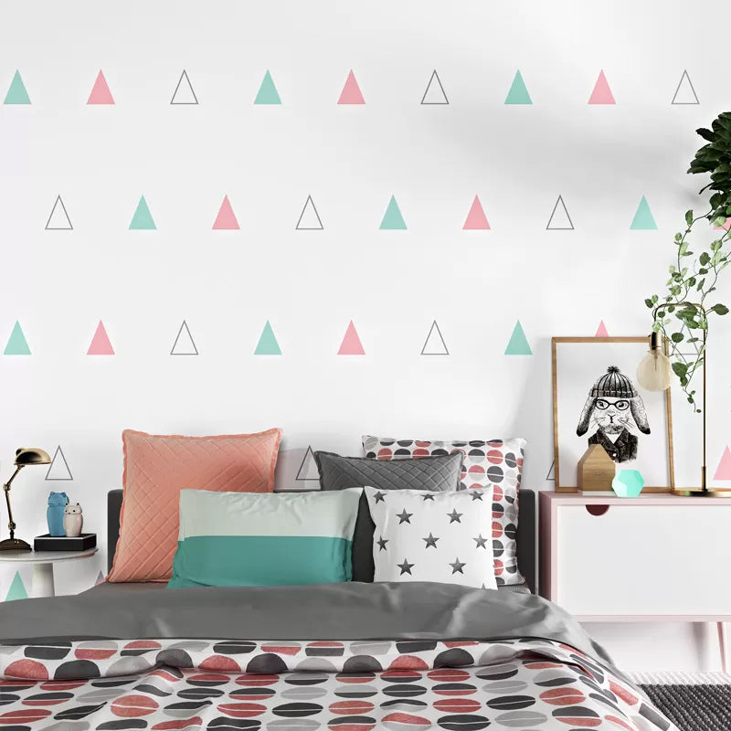 Pastel Color Wall Covering Simple Geometries and Triangle 57.1 sq ft. Non-Pasted Decorative Wallpaper Blue-Pink Clearhalo 'Modern wall decor' 'Modern' 'Wallpaper' Wall Decor' 887683
