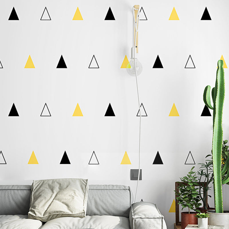 Pastel Color Wall Covering Simple Geometries and Triangle 57.1 sq ft. Non-Pasted Decorative Wallpaper Black-Yellow Clearhalo 'Modern wall decor' 'Modern' 'Wallpaper' Wall Decor' 887689
