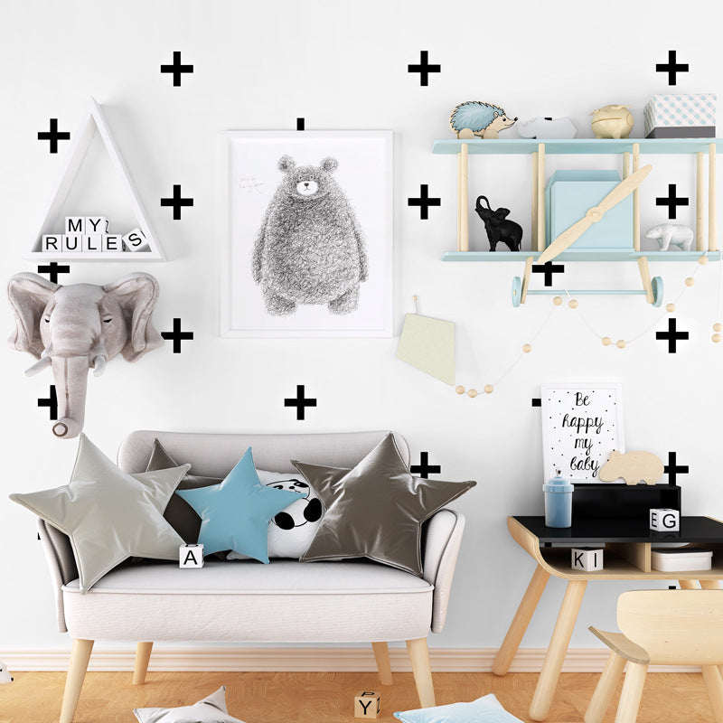 Scandinavian Black and White Wallpaper Modern Simple 33-foot x 20.5-inch Decorative Wall Covering Black-White X Clearhalo 'Modern wall decor' 'Modern' 'Wallpaper' Wall Decor' 887692