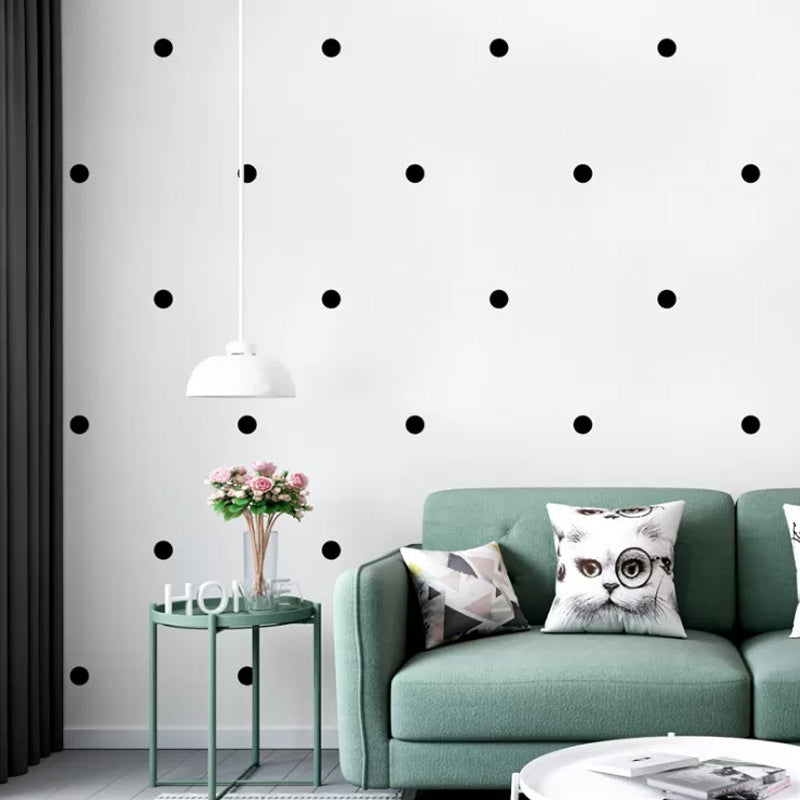 Scandinavian Black and White Wallpaper Modern Simple 33-foot x 20.5-inch Decorative Wall Covering Black-White Round Clearhalo 'Modern wall decor' 'Modern' 'Wallpaper' Wall Decor' 887705