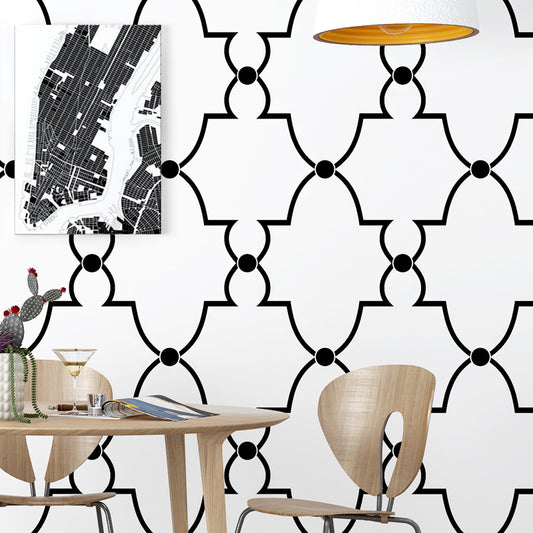 Geometries and Harlequin PVC Wallpaper in Black and White Decorative Non-Pasted Wall Covering Clearhalo 'Modern wall decor' 'Modern' 'Wallpaper' Wall Decor' 887733