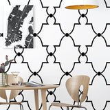 Geometries and Harlequin PVC Wallpaper in Black and White Decorative Non-Pasted Wall Covering Clearhalo 'Modern wall decor' 'Modern' 'Wallpaper' Wall Decor' 887733