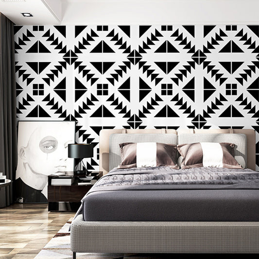 Non-Pasted Wallpaper with Black and White Cube Lattice Design, 20.5"W x 33'L Clearhalo 'Modern wall decor' 'Modern' 'Wallpaper' Wall Decor' 887743