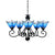 5 Lights Trapezoid Chandelier Lighting Blue Glass Nautical Pendant Light for Living Room Blue Clearhalo 'Ceiling Lights' 'Chandeliers' 'Close To Ceiling Lights' 'Industrial' 'Middle Century Chandeliers' 'Tiffany Chandeliers' 'Tiffany close to ceiling' 'Tiffany' Lighting' 88777