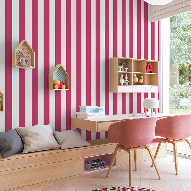Fresh Color Wide Stripes Wallpaper Decorative Non-Pasted Wall Decor, 20.5 in x 33 ft Pink-White Clearhalo 'Modern wall decor' 'Modern' 'Wallpaper' Wall Decor' 887832
