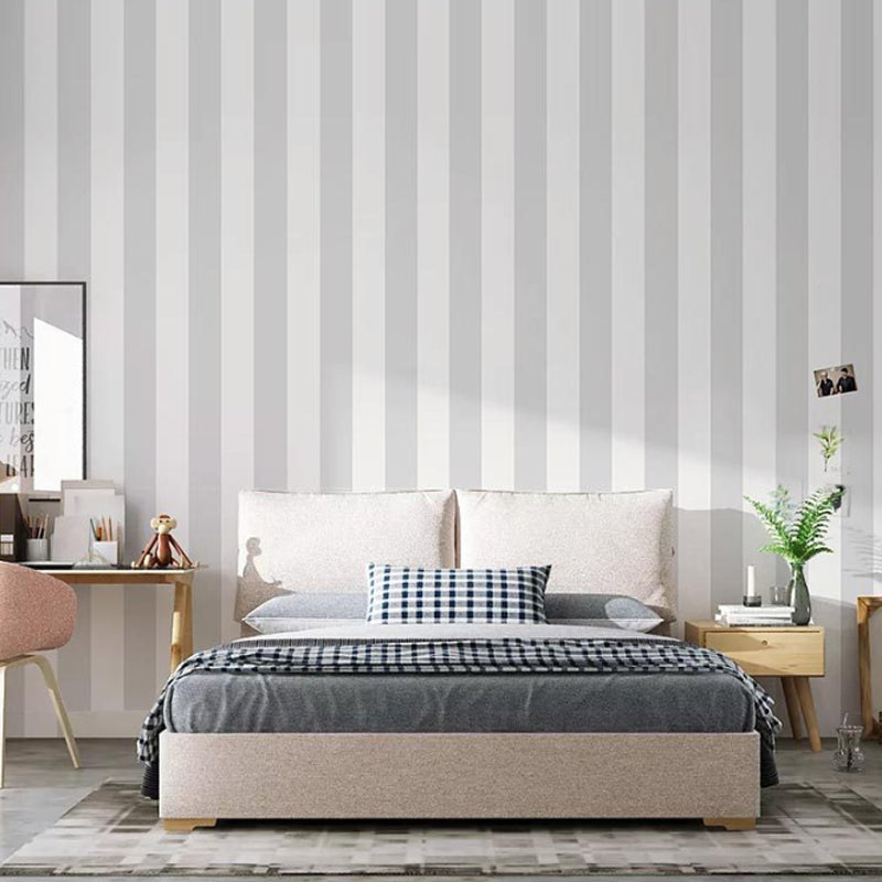Fresh Color Wide Stripes Wallpaper Decorative Non-Pasted Wall Decor, 20.5 in x 33 ft Gray-White Clearhalo 'Modern wall decor' 'Modern' 'Wallpaper' Wall Decor' 887837