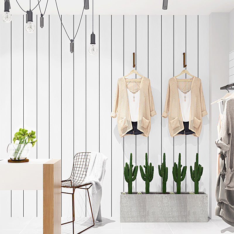 Bedroom and Dining Room Wallpaper with Black Line and White Background, 20.5"W x 33'L, Non-Pasted Clearhalo 'Modern wall decor' 'Modern' 'Wallpaper' Wall Decor' 887854