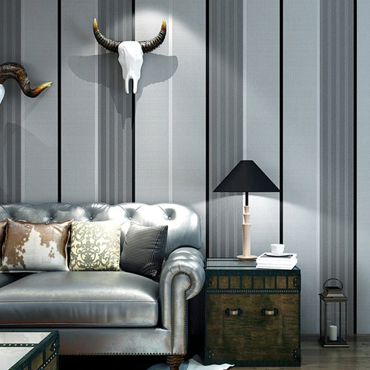 Modern Stripes Wallpaper and Simple Non-Pasted Non-Woven 33-foot x 20.5-inch Silver Gray Clearhalo 'Modern wall decor' 'Modern' 'Wallpaper' Wall Decor' 887868