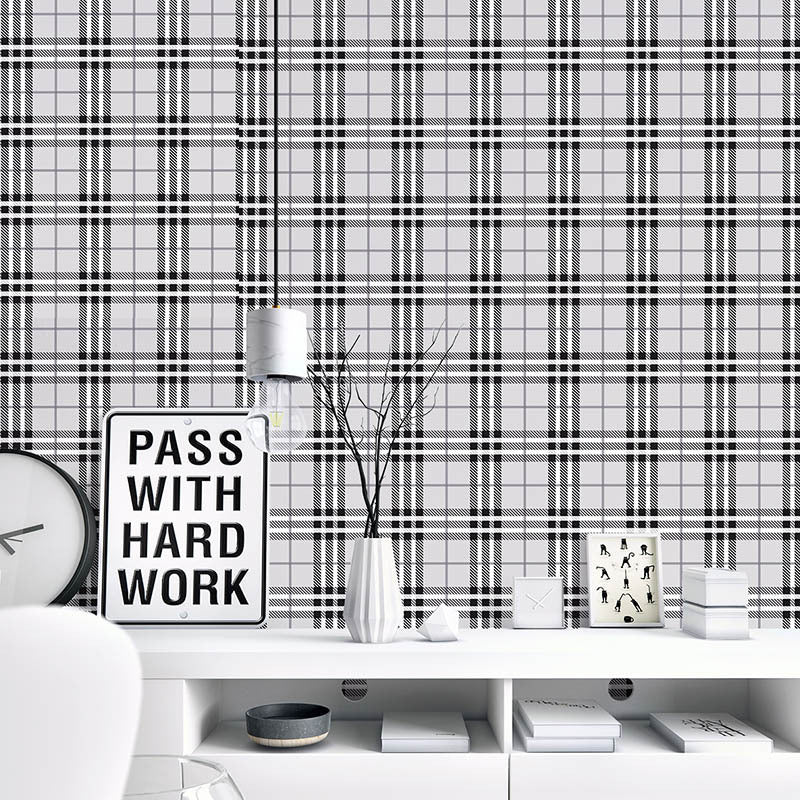 Nordic Plaid Non-Pasted Wallpaper for Coffee Shop and Theme Restaurant, 20.5 in x 33 ft Clearhalo 'Country wall decor' 'Rustic' 'Wallpaper' Wall Decor' 887900