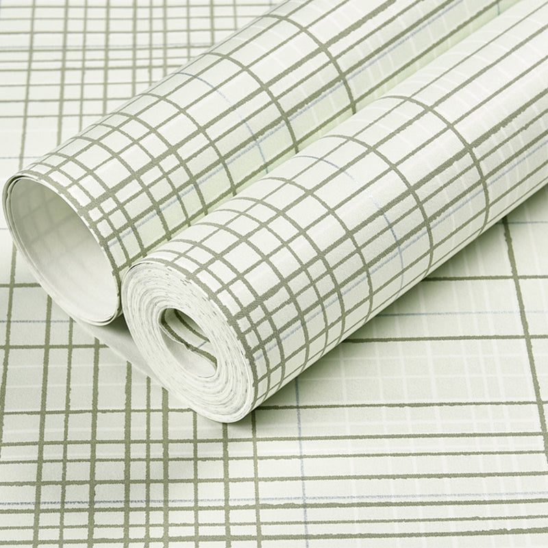 Non-Woven Fabric Wallpaper with Blue and White Grid and Line, Non-Pasted Clearhalo 'Modern wall decor' 'Modern' 'Wallpaper' Wall Decor' 887909
