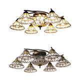 Bell Semi Flush Light Tiffany Loft Stained Glass Multi Light Semi Flush Mount for Living Room Clearhalo 'Ceiling Lights' 'Close To Ceiling Lights' 'Close to ceiling' 'Glass shade' 'Glass' 'Semi-flushmount' 'Tiffany close to ceiling' 'Tiffany' Lighting' 88791