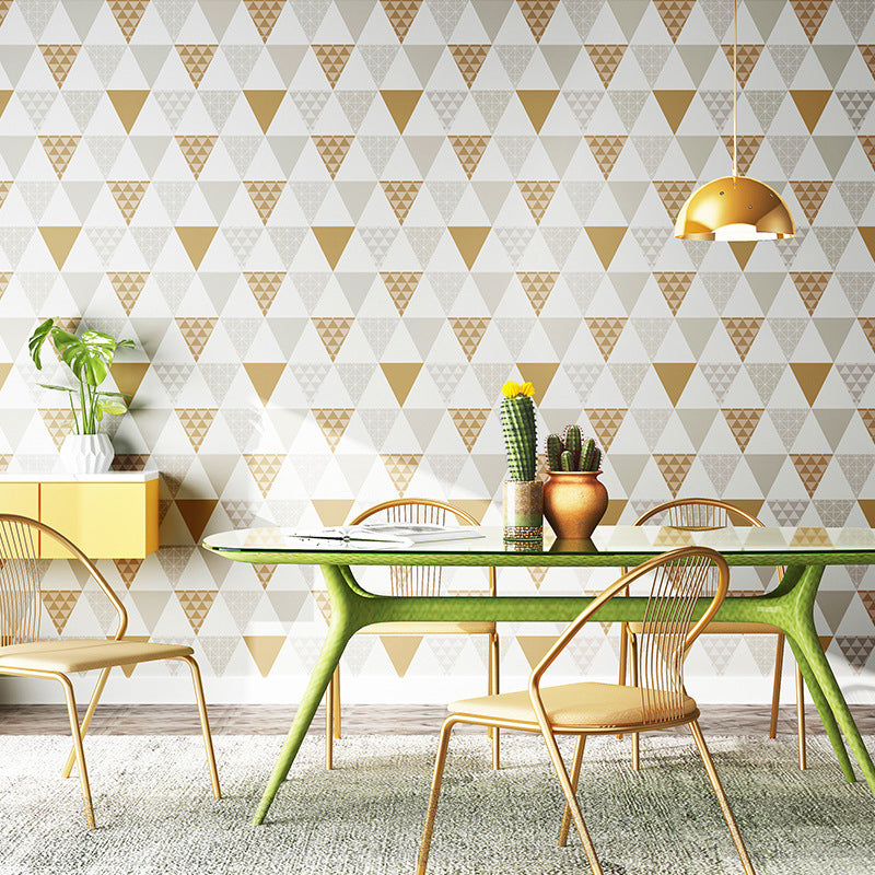 Plaster Contemporary Triangle Wallpaper 20.5"W x 33'L Non-Pasted Wall Decor Light Yellow Clearhalo 'Modern wall decor' 'Modern' 'Wallpaper' Wall Decor' 887983