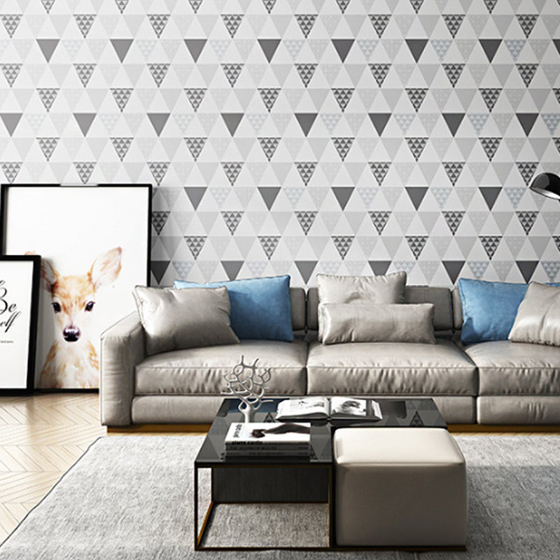 Plaster Contemporary Triangle Wallpaper 20.5"W x 33'L Non-Pasted Wall Decor Smoke Gray Clearhalo 'Modern wall decor' 'Modern' 'Wallpaper' Wall Decor' 887986