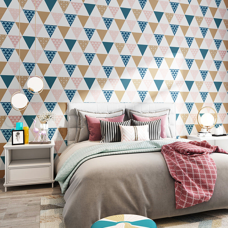 Plaster Contemporary Triangle Wallpaper 20.5"W x 33'L Non-Pasted Wall Decor Blue Clearhalo 'Modern wall decor' 'Modern' 'Wallpaper' Wall Decor' 887990