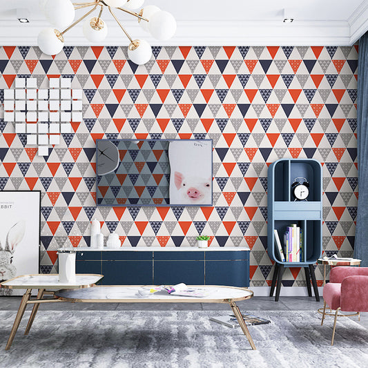 Plaster Contemporary Triangle Wallpaper 20.5"W x 33'L Non-Pasted Wall Decor Orange Red Clearhalo 'Modern wall decor' 'Modern' 'Wallpaper' Wall Decor' 887994