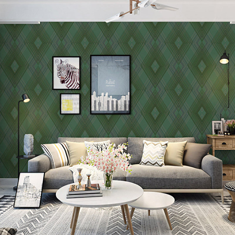 Decorative Geometries and Harlequin Wallpaper Retro Non-Woven Wall Decor, 31-foot x 20.5-inch Gray-Green Clearhalo 'Modern wall decor' 'Modern' 'Wallpaper' Wall Decor' 888017