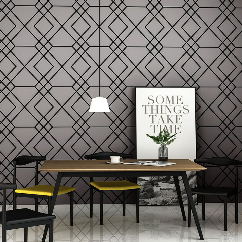 Non-Pasted Wallpaper with Pastel Color Grid and Geometries, 20.5"W x 33'L Grey Clearhalo 'Modern wall decor' 'Modern' 'Wallpaper' Wall Decor' 888049