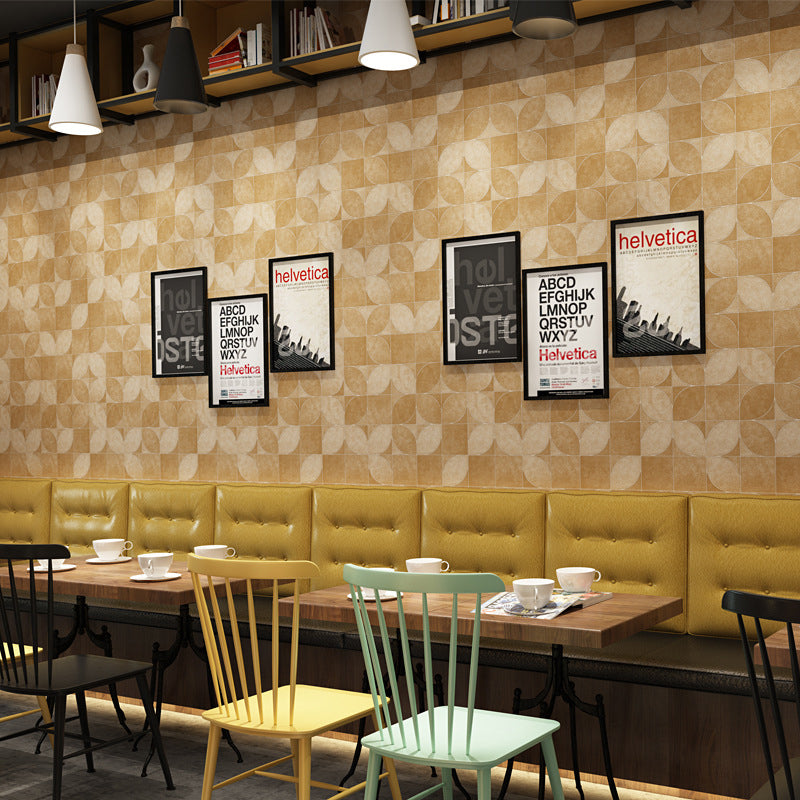 Simple Color Modern Wallpaper Square and Leaves Wall Covering, Non-Pasted Yellow Clearhalo 'Modern wall decor' 'Modern' 'Wallpaper' Wall Decor' 888057