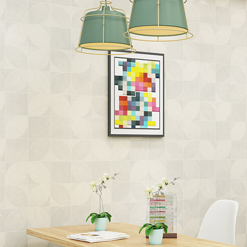 Simple Color Modern Wallpaper Square and Leaves Wall Covering, Non-Pasted Beige Clearhalo 'Modern wall decor' 'Modern' 'Wallpaper' Wall Decor' 888068
